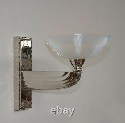 PETITOT & EZAN large pair of French 1930 opalescent Art Deco wall sconces France