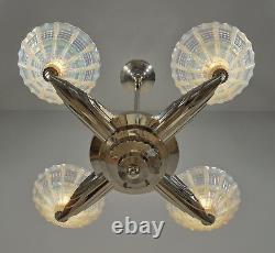 PETITOT FRENCH OPALESCENT ART DECO CHANDELIER. EZAN Gauthier EJG 1930 1935