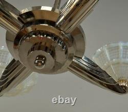 PETITOT FRENCH OPALESCENT ART DECO CHANDELIER. EZAN Gauthier EJG 1930 1935