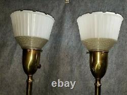 PR MID-CENTURY MODERN MURANO OPALINE GLASS LAMPS National home council SHADES