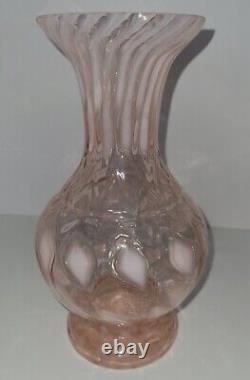 Pair Antique Pink Opalescent Art Glass Vases Harrach 1361