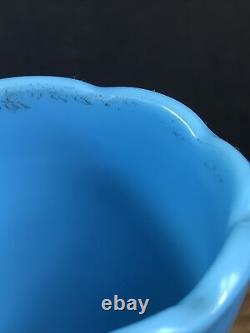 Pair Of Antique Bristol Blue Opaline Glass Bulbous Vases