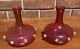 Pair Of Italian Cranberry And Gold Art Glass Vases