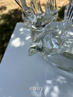 Pair Of Murano Opaline Clear Glass Bird Sculptures Fourth Quarter 20th Century