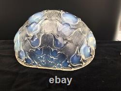 Pair Opalescent Vaseline Glass Art Deco Light Lampshades Sconces Lalique