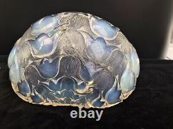 Pair Opalescent Vaseline Glass Art Deco Light Lampshades Sconces Lalique