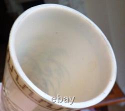 Pair Opaline Glass Vases Victorian Girls Snow Winter Scene Antique