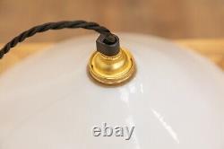 Pair of Antique Art Deco Period Opaline Glass Coolie Ceiling Pendant Lights Lamp
