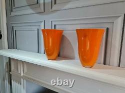 Pair of Murano Carlo Nason Glass Bell Vases