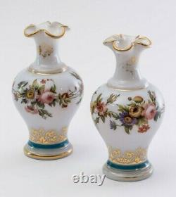 Pair of Opal Crystal Baccarat Vases Opaline J. F Robert Baccarat