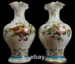 Pair of Opal Crystal Baccarat Vases Opaline J. F Robert Baccarat