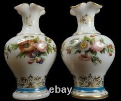 Pair of Opal Crystal Baccarat Vases Opaline J. F Robert Baccarat