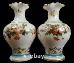 Pair of Opal Crystal Baccarat Vases Opaline J. F Robert Baccarat