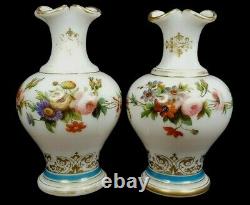 Pair of Opal Crystal Baccarat Vases Opaline J. F Robert Baccarat