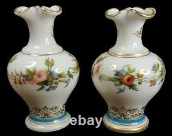 Pair of Opal Crystal Baccarat Vases Opaline J. F Robert Baccarat