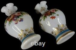 Pair of Opal Crystal Baccarat Vases Opaline J. F Robert Baccarat