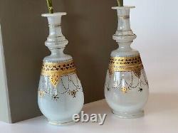 Pair of white opaline vases. 19th century