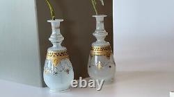 Pair of white opaline vases. 19th century