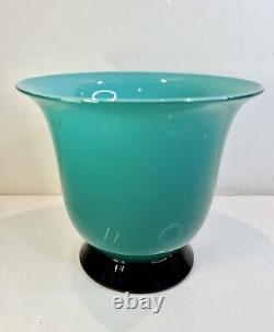 Paolo Venini ANNI TRENTA Vase Jade Green-Blue Opaline Murano Glass Signed 1999