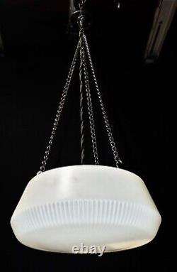 Pendant light art deco architectural C1930s plafoniere Opaline milk glass RARE
