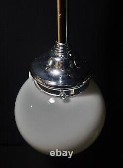 Pendant light industrial Art Deco mid-1970s Scandi designer Opaline glass