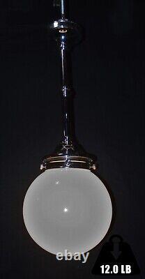 Pendant light industrial Art Deco mid-1970s Scandi designer Opaline glass