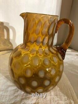 Phoenix Glass Amber Opalescent Coindot Round Neck Ball Pitcher-Mid 1880s Scarce