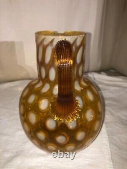 Phoenix Glass Amber Opalescent Coindot Round Neck Ball Pitcher-Mid 1880s Scarce