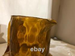 Phoenix Glass Amber Opalescent Coindot Round Neck Ball Pitcher-Mid 1880s Scarce