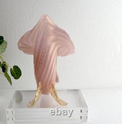 Pink / Gold Opaline CORNUCOPIA Vase by Archimede Seguso. Murano Italy Art Glass