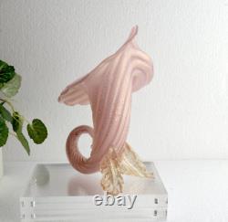 Pink / Gold Opaline CORNUCOPIA Vase by Archimede Seguso. Murano Italy Art Glass