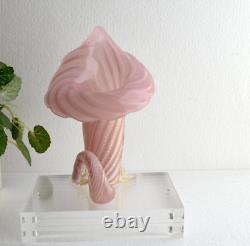 Pink / Gold Opaline CORNUCOPIA Vase by Archimede Seguso. Murano Italy Art Glass