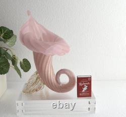 Pink / Gold Opaline CORNUCOPIA Vase by Archimede Seguso. Murano Italy Art Glass
