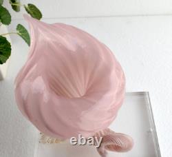 Pink / Gold Opaline CORNUCOPIA Vase by Archimede Seguso. Murano Italy Art Glass
