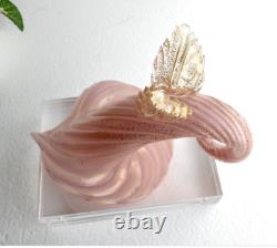 Pink / Gold Opaline CORNUCOPIA Vase by Archimede Seguso. Murano Italy Art Glass