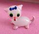 Pink & White Smoked Glass Kitten Sculpture Ornament Figurine Feline Cats Rare