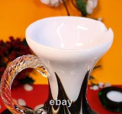 Pop Art Handle Carafe Opaline Florence Murano Carlo Moretti Opaline Glass Italy