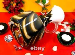 Pop Art Handle Carafe Opaline Florence Murano Carlo Moretti Opaline Glass Italy