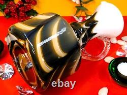Pop Art Handle Carafe Opaline Florence Murano Carlo Moretti Opaline Glass Italy