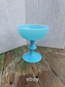 Portieux Vallerysthal France Blue Opaline Champagne Glass