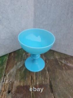 Portieux Vallerysthal France Blue Opaline Champagne Glass