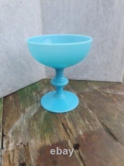 Portieux Vallerysthal France Blue Opaline Champagne Glass