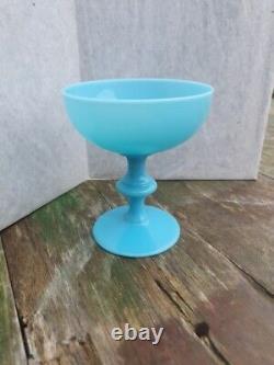 Portieux Vallerysthal France Blue Opaline Champagne Glass