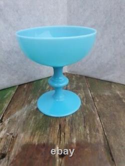 Portieux Vallerysthal France Blue Opaline Champagne Glass