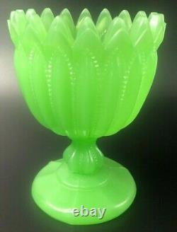 Portieux Vallerysthal Jade Green French Beaded Goblet Large Spooner Rare
