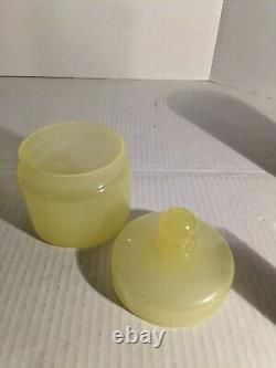 Portieux Vallerysthal Opaline Apothecary Jars Stoppered & Lidded Vaseline Glass