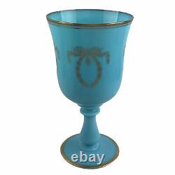 Portieux Vallerysthal PV France Art Deco Blue Opaline Glass Chalice Goblet 10