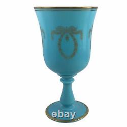 Portieux Vallerysthal PV France Art Deco Blue Opaline Glass Chalice Goblet 10