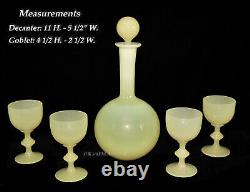 Portieux Vallerysthal Yellow Opaline Decanter and 4 Goblets