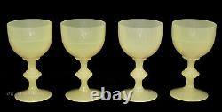 Portieux Vallerysthal Yellow Opaline Decanter and 4 Goblets